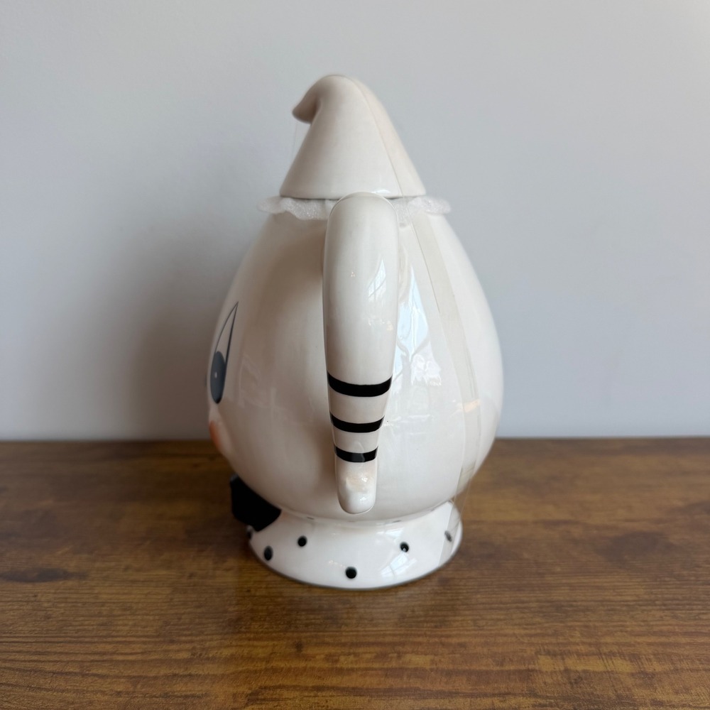Johanna Parker Gus Ghost Ceramic Tea Pot Handle Lid Halloween White Black Cute - Picture 4 of 6